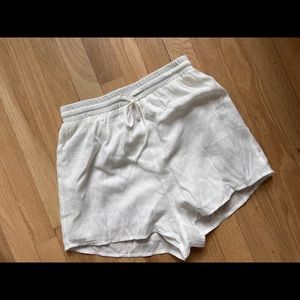 White linen shorts